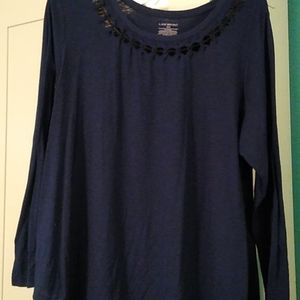Long sleeve corded keyhole detail top